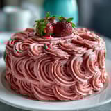 Festive Galentines Cake with strawberry buttercream and pink ombre frosting, perfect for celebrating friendship and love.