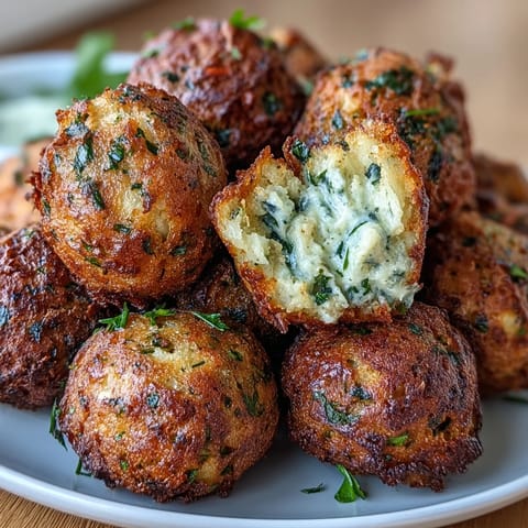 Golden air fryer falafel balls with green tahini sauce, crispy outside and herby inside.  