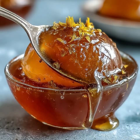 Golden dandelion jelly with a delicate floral aroma, spread on warm buttered toast in soft morning light.