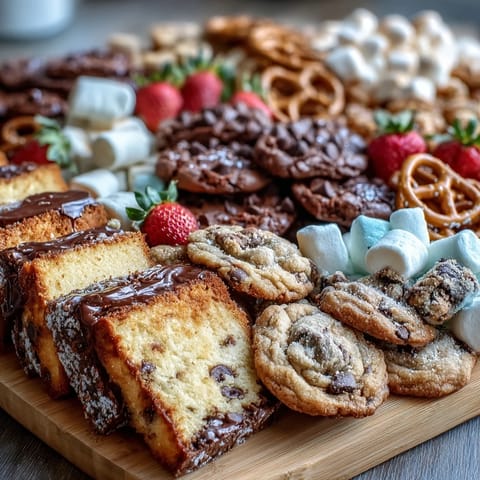 A festive dessert board filled with cake slices, cookies, and brownie bites for graduation parties.