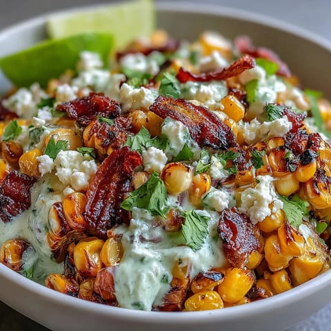 Fresh Mexican Street Corn Salad featuring smoky grilled corn, tangy lime, and herbs, perfect for summer barbecues.  
