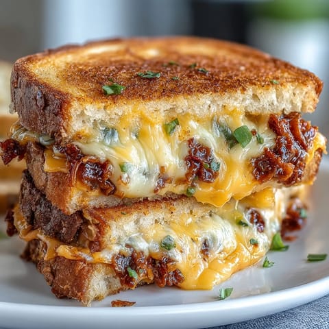 Golden brown Spicy Chipotle Grilled Cheese with melted cheese oozing out.