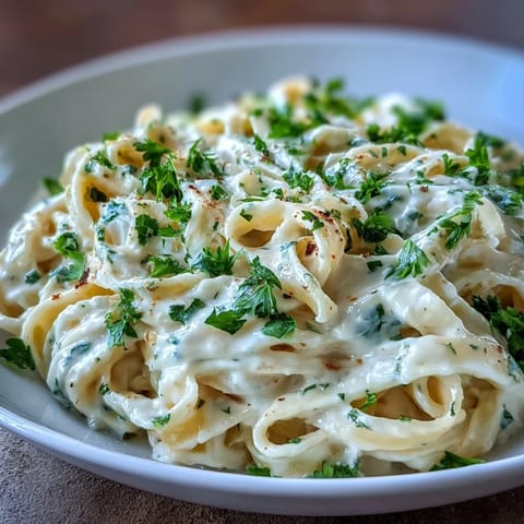 A steaming bowl of Creamy Alfredo Pasta Express, rich with Parmesan cheese.