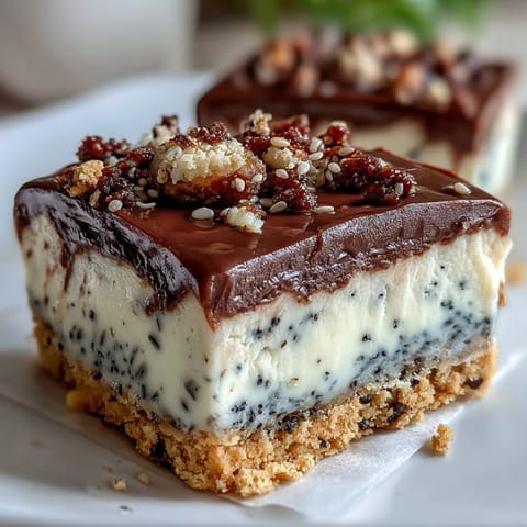 Luscious black sesame cheesecake bars with a crisp cookie base, ready to slice.
