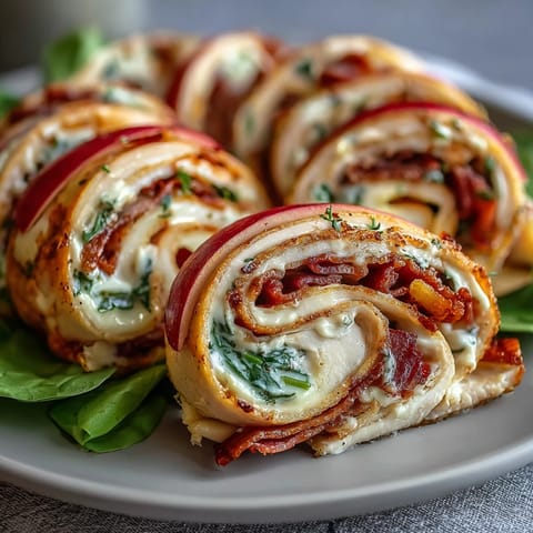 Golden Apple Cheddar Turkey Pinwheels ready to eat, a savory bite.