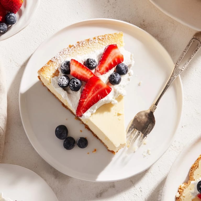 Classic homemade New York Cheesecake baked in a springform pan, ready to be sliced with a hot knife for clean cuts.