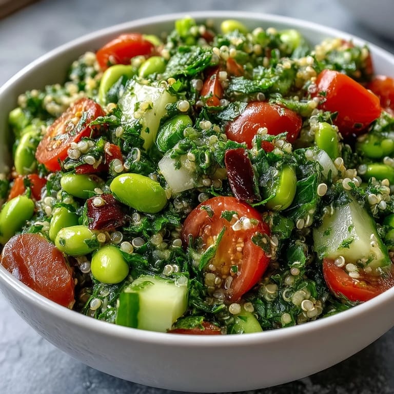 Hearty Edamame and Quinoa Salad, perfect for a light lunch or side dish.