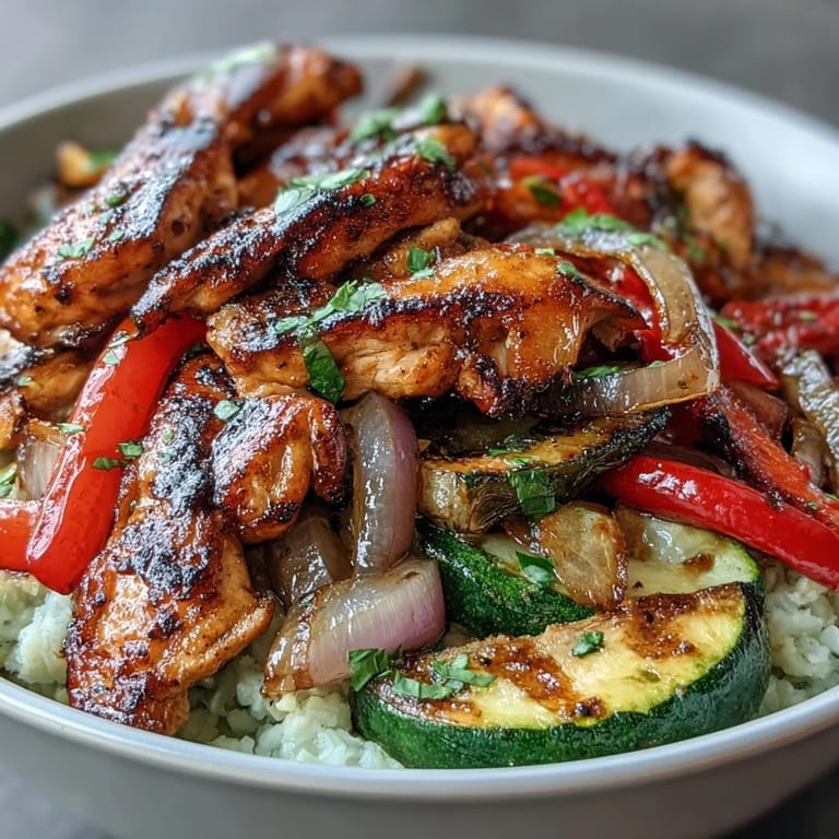 A healthy Tex-Mex dinner featuring sizzling chicken and vegetables roasted together on one pan for a quick weeknight meal.