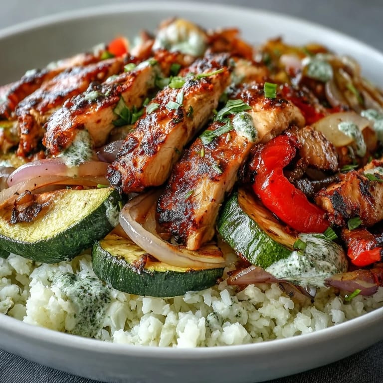 Vibrant Sheet Pan Fajita Bowl topped with fresh avocado, cilantro, and pico de gallo, garnished with lime for brightness.