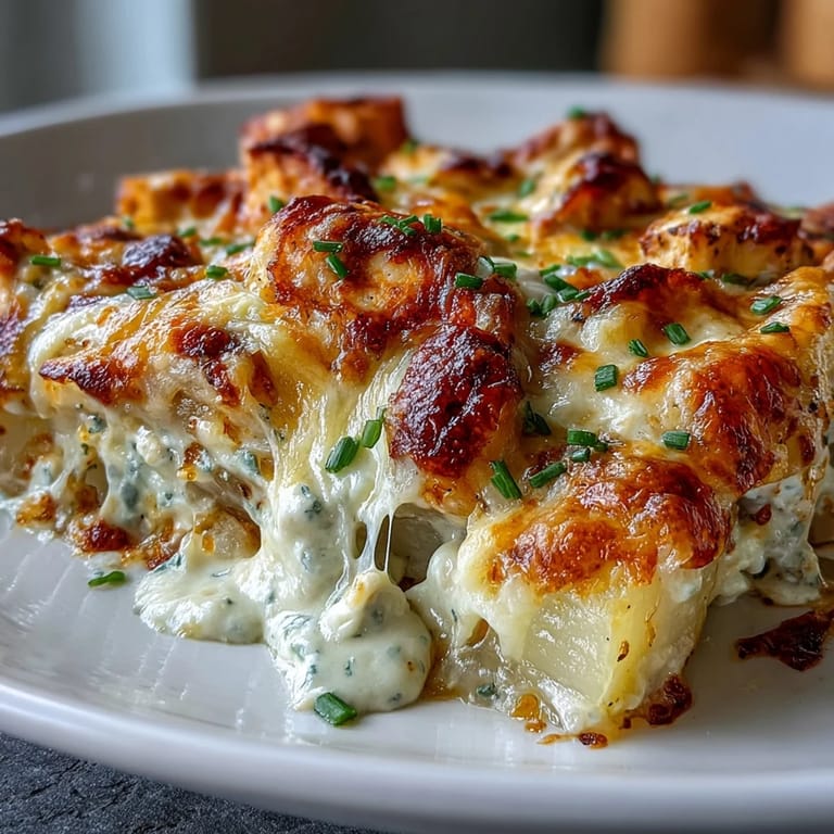 Fresh chives garnish this hearty, gluten-free casserole, served hot alongside a crisp green salad.