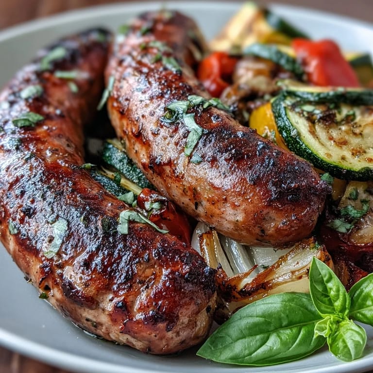 Easy sheet pan dinner featuring juicy Italian sausages and roasted vegetables, ideal for busy weeknights.