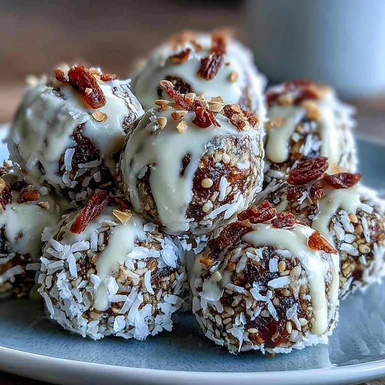 No-bake tahini-date energy balls coated in coconut, offering a protein-rich, gluten-free snack with Middle Eastern-inspired flavors.