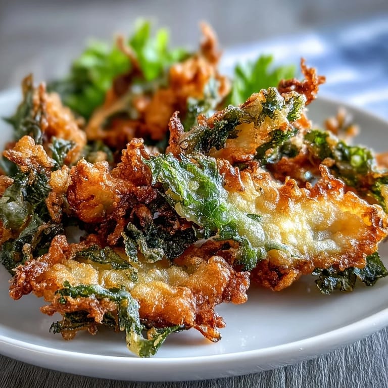 Golden tempura-battered nori sheets, fried to perfection and paired with a tangy soy-mirin dipping sauce for a crunchy snack.  