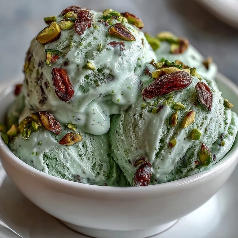 Artisanal pistachio gelato with natural green hue, made from roasted pistachios for authentic Italian dessert experience.