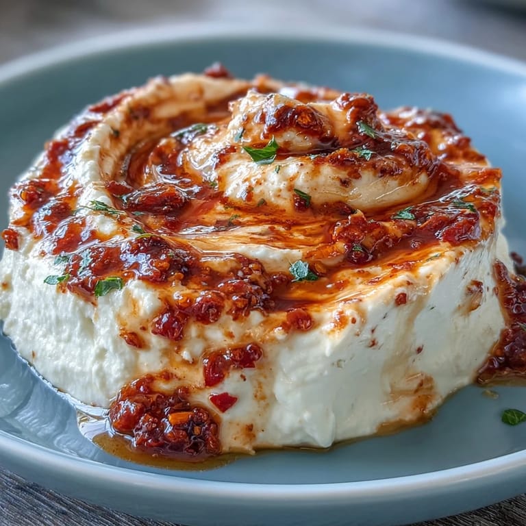 Homemade Calabrian Chili Cream Cheese dip with a drizzle of olive oil, ideal for crackers or fresh vegetables.