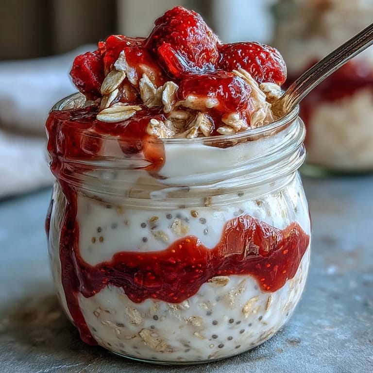 Velvety oats paired with homemade strawberry chia jam, a wholesome and energizing start to the day.
