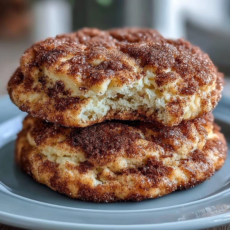 Delightful cottage cheese snickerdoodle cookies offering a creamy tang beneath a sweet, spiced cinnamon sugar crust.