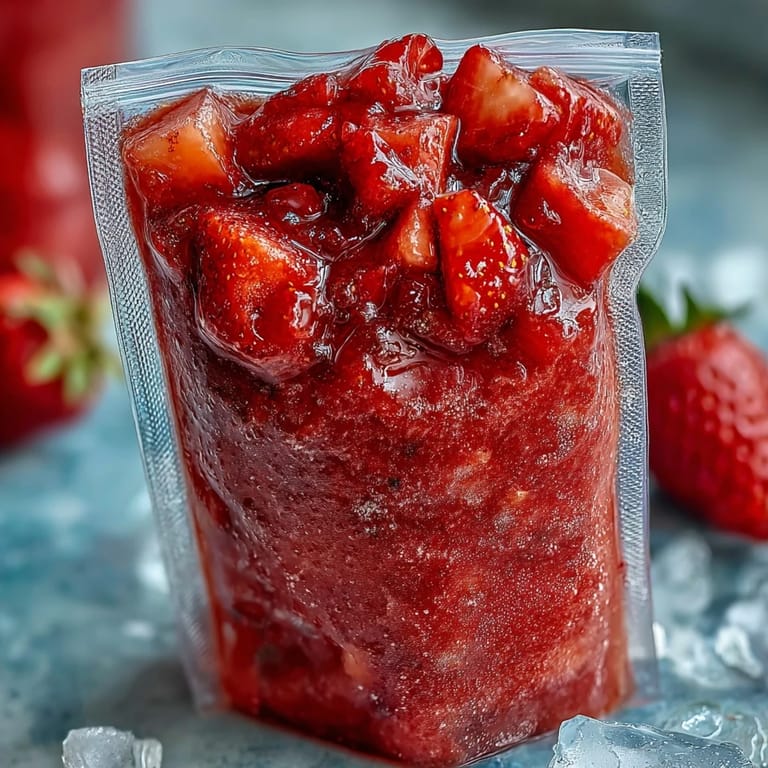 Refreshing strawberry-pineapple daiquiri pouches, perfect for poolside sipping or make-ahead entertaining.