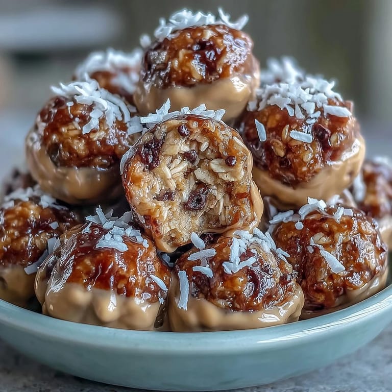 2. Creamy peanut butter and oats combine in these no-bake bites, finished with a sprinkle of shredded coconut for texture.