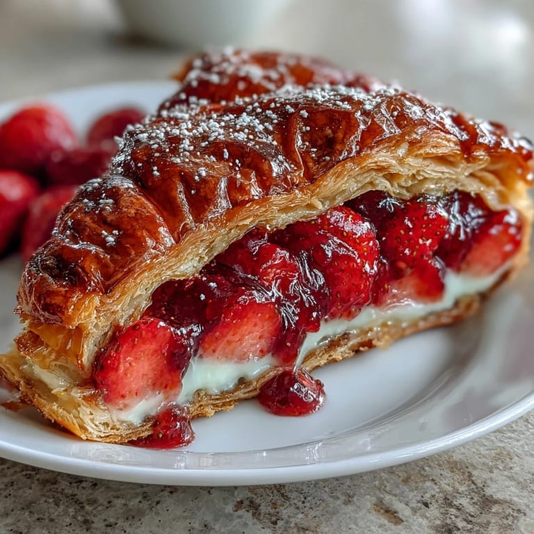 Free-form strawberry and almond frangipane galette, rustic dessert with juicy berries and flaky crust.