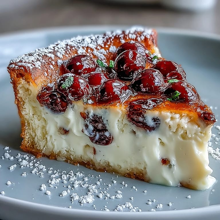 Classic French clafoutis featuring sweet cherries in a rich custard, perfect for elegant yet simple dessert.