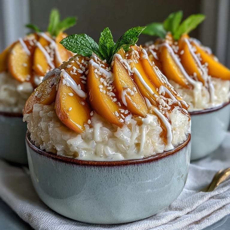 Thai-Inspired Mango Sticky Rice Dessert in Individual Cups with Coconut Drizzle