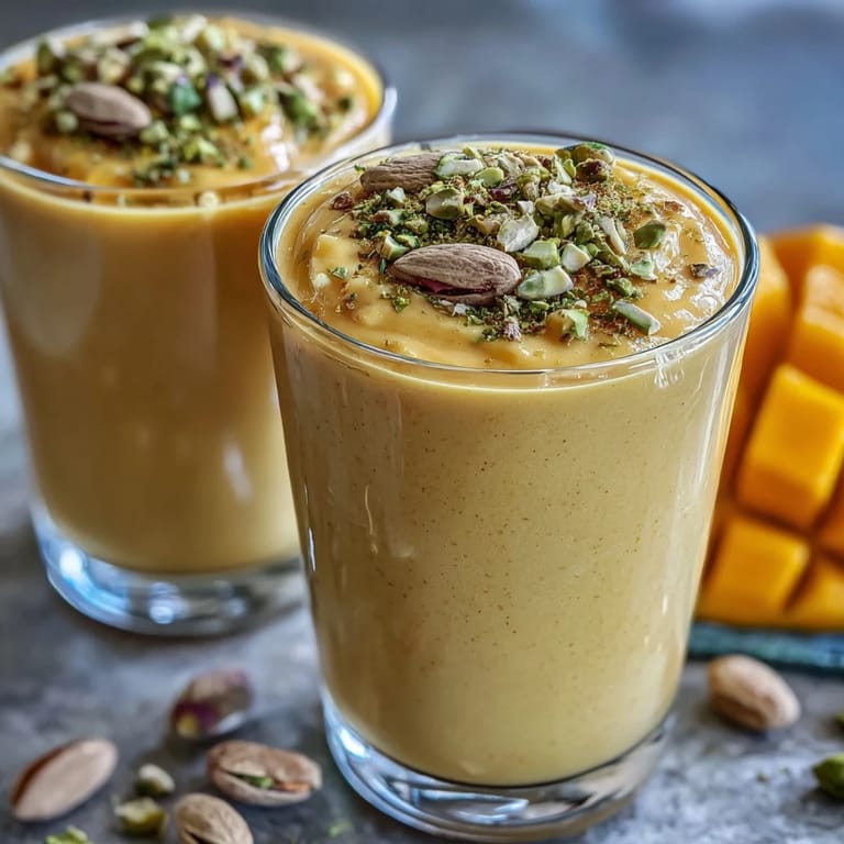 Sweet, chilled Mango Lassi Smoothie perfect for a summer afternoon.