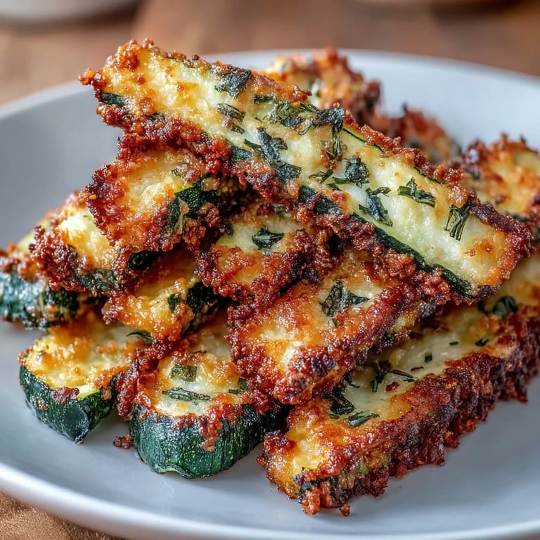 Serving platter of Crispy Parmesan Zucchini Fries ready for dipping.