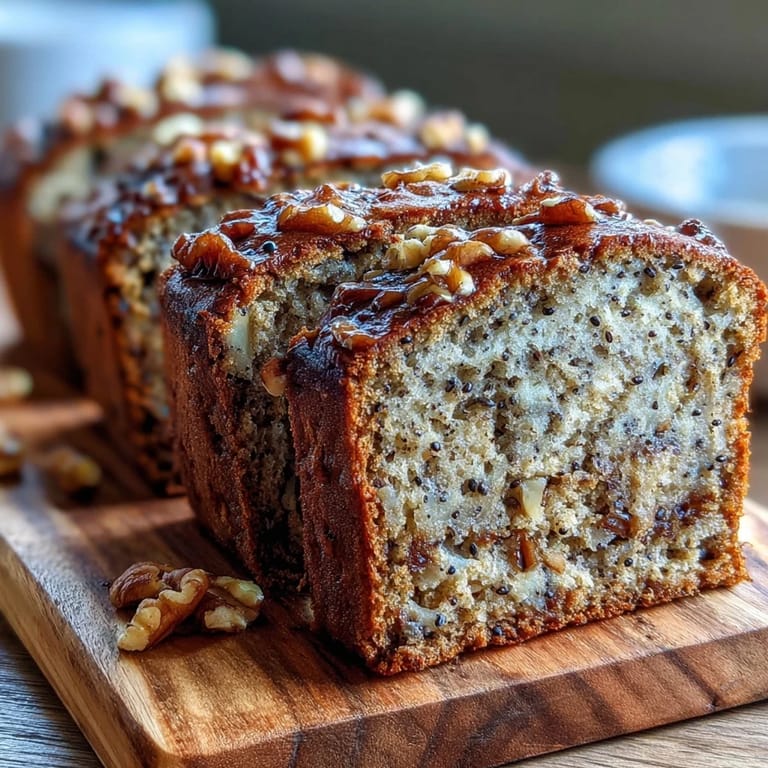 Golden-brown black sesame banana bread loaf, freshly baked and fragrant.