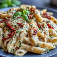 Creamy Marry Me Pasta with sun-dried tomatoes and parmesan, rich and velvety in a skillet.