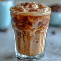 Creamy Brown Sugar Hojicha Cold Foam Coffee topped with silky foam.